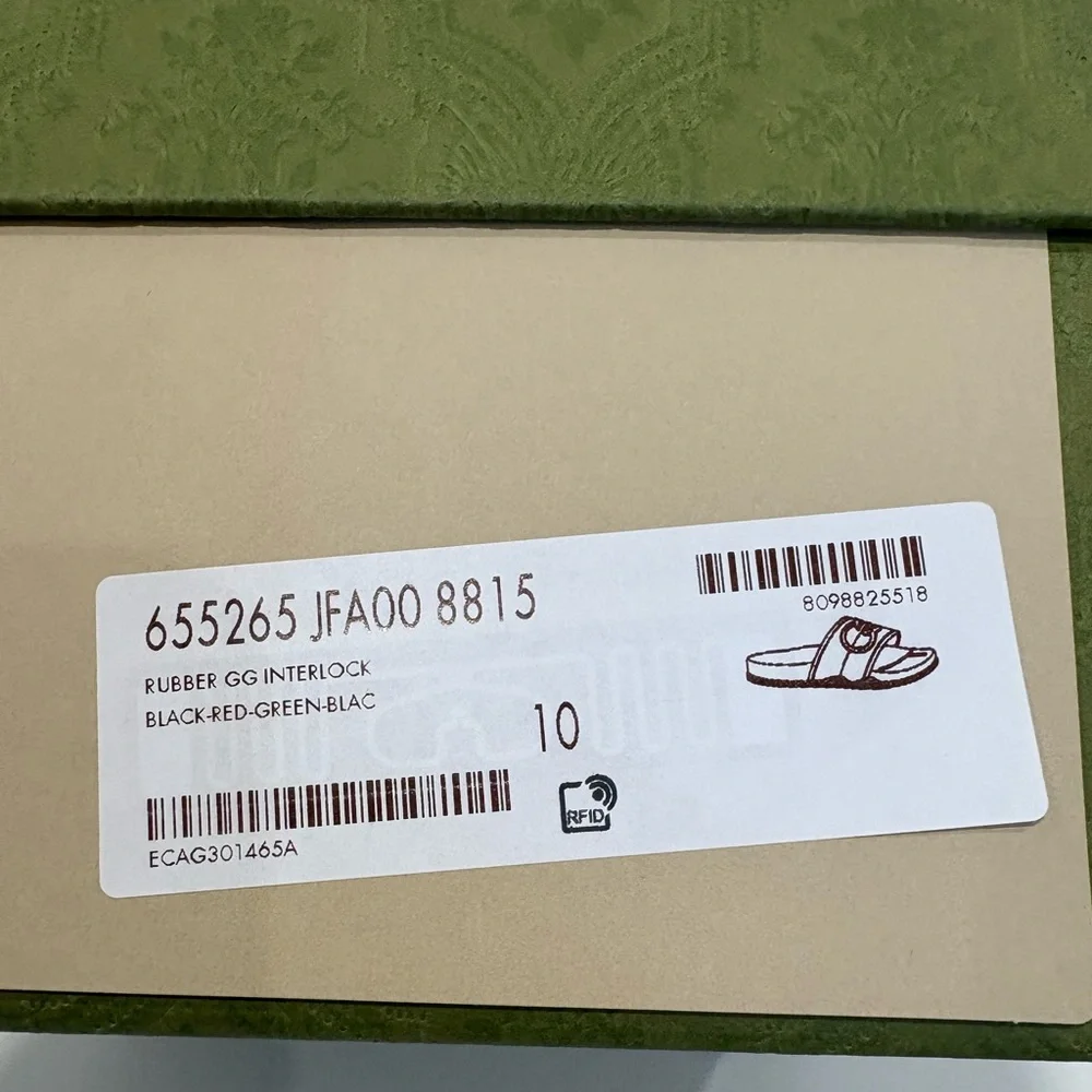 Gucci Black Slides with Red and Green Signature Stripe